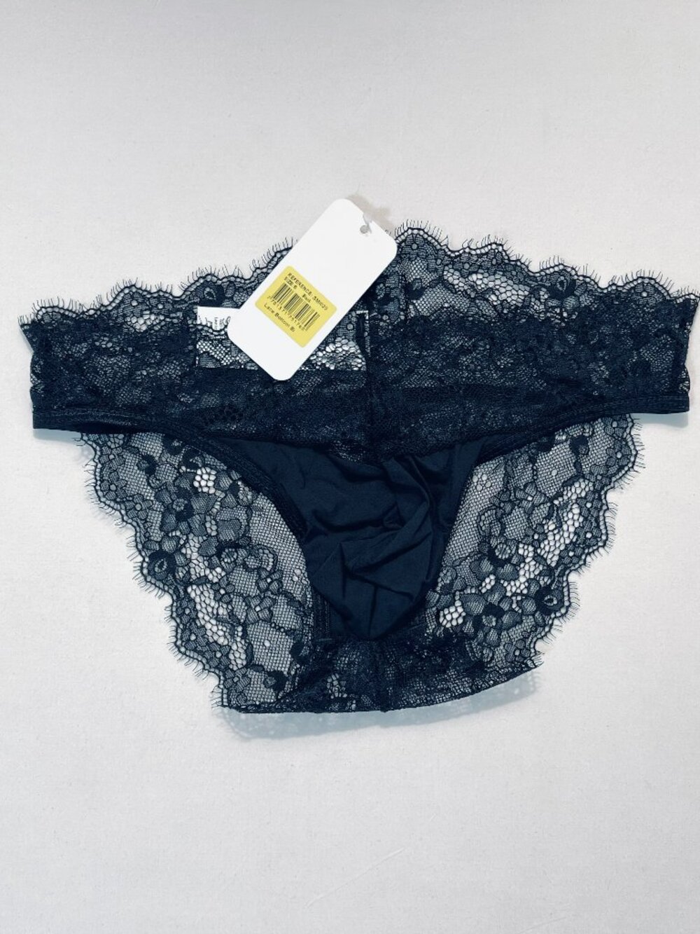 "Secret Male" Size S Sheer Solid + Lace Bikini Brief - Polyamide Blend - Black